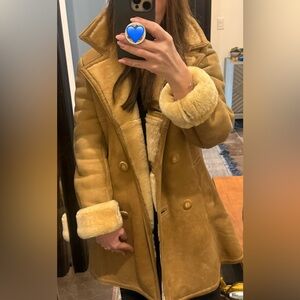 Vintage 70’s suede peacoat with sheepskin lining